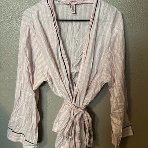 Victoria's Secret Pink and Silver Striped Robe